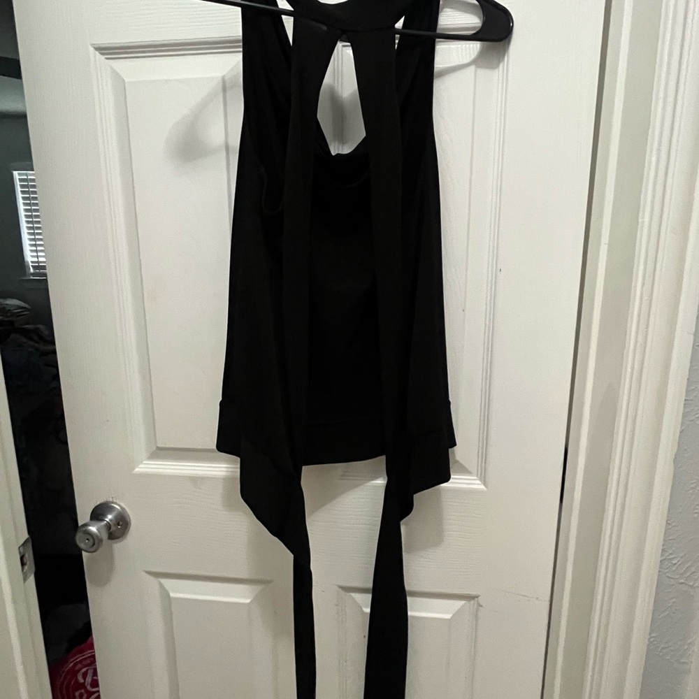 Black Sleeveless Top with Tie Back